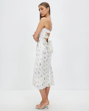Field Flowers Bias Strapless Midi