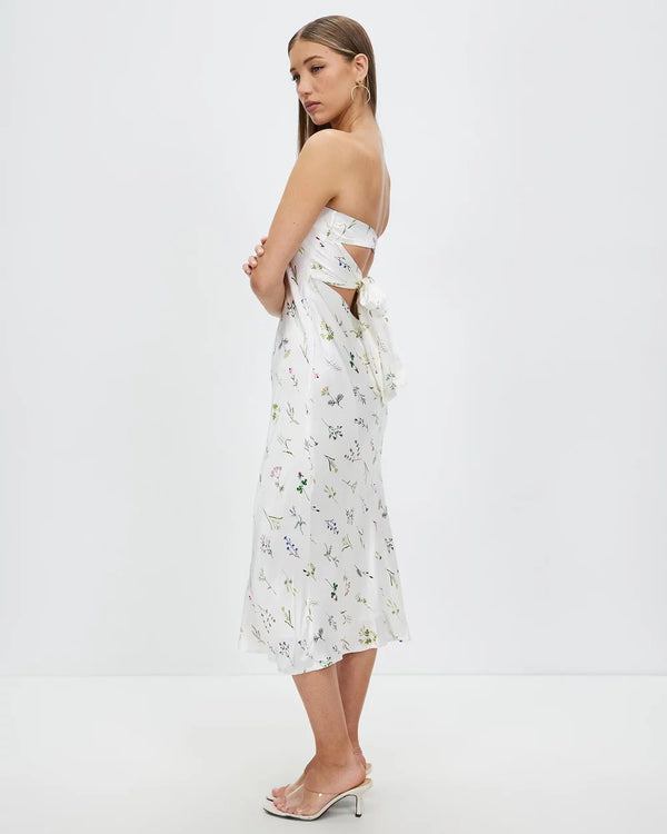 Field Flowers Bias Strapless Midi