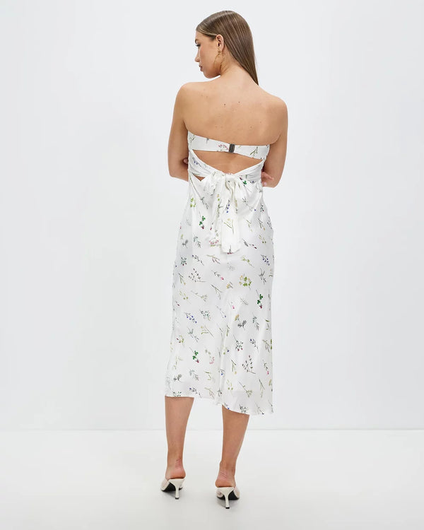 Field Flowers Bias Strapless Midi