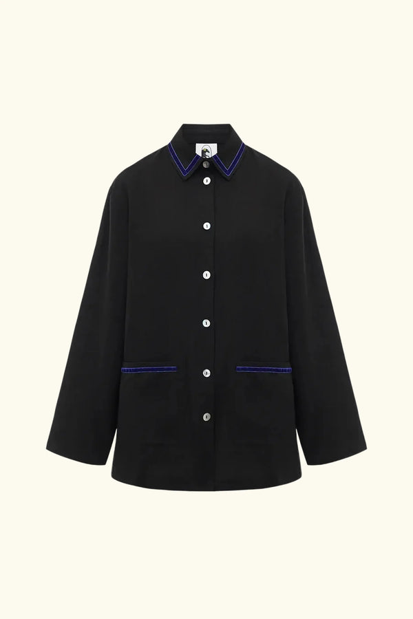 Black Paros Linen Unisex Pajama Shirt