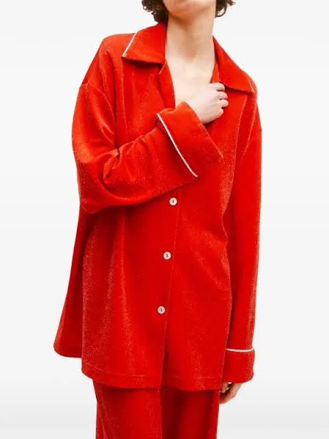 Red Saturn Lurex Pajama Set