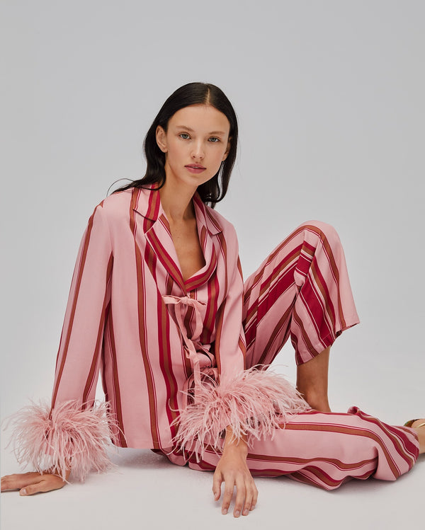 Pink Stripes Bow Pajama Set