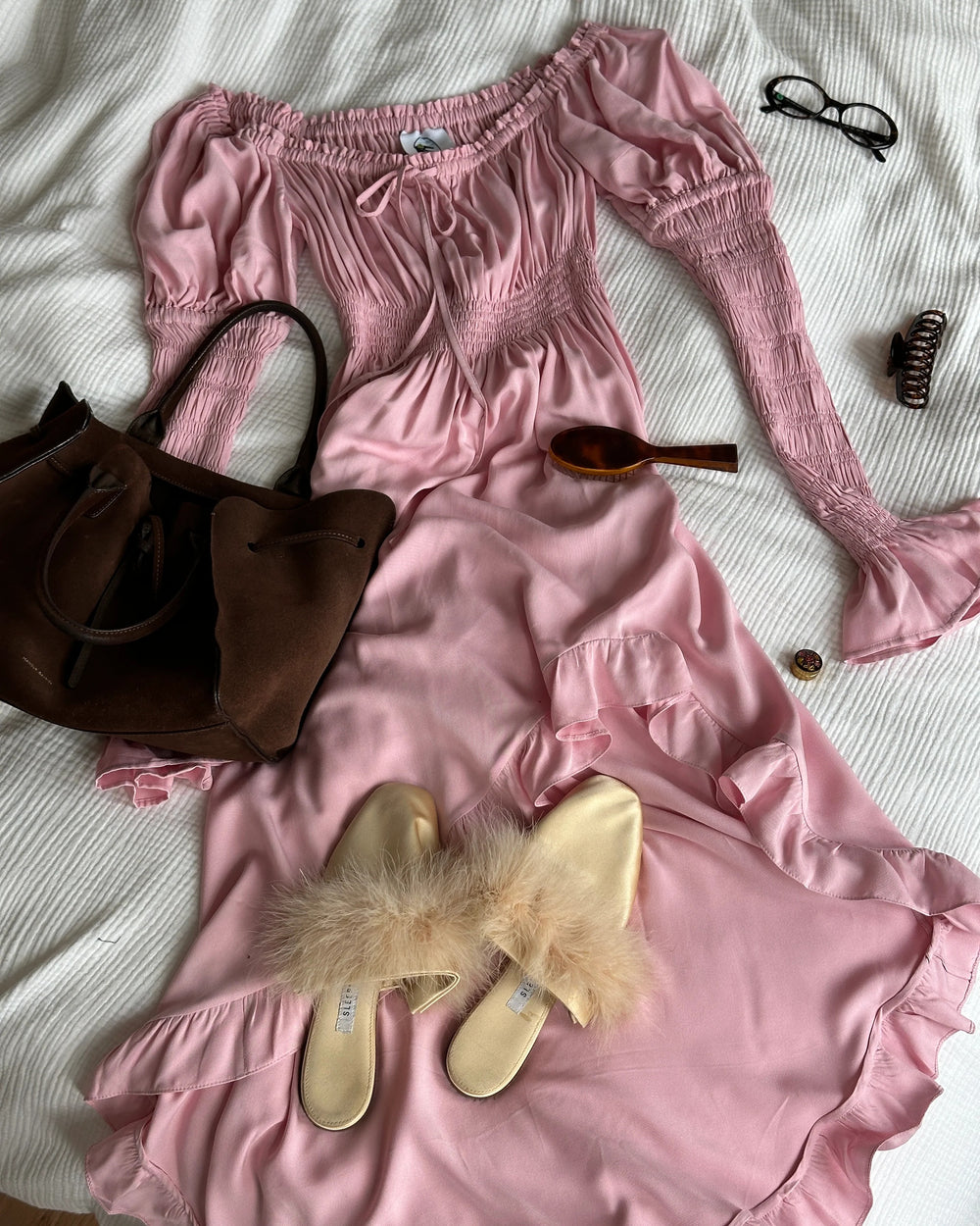 Pink Paloma Shirred Maxi Dress