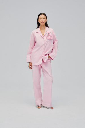 Pink Stripes Rose Cotton Pajama Set