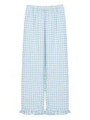 Blue Vichy Puff Linen Lounge Pants