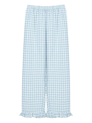 Blue Vichy Puff Linen Lounge Pants