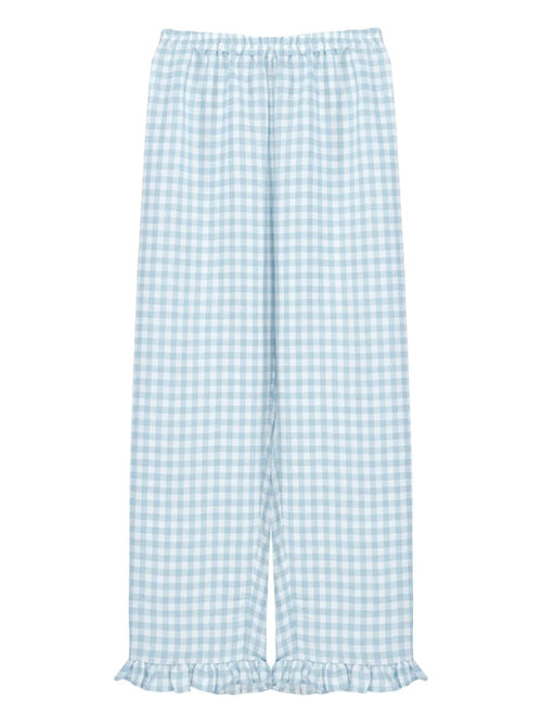 Blue Vichy Puff Linen Lounge Pants
