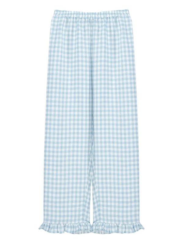 Blue Vichy Puff Linen Lounge Pants