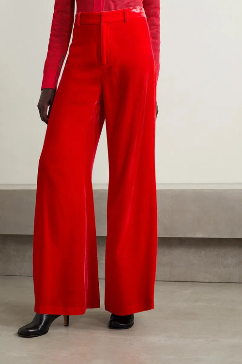 Velvet Wide-Leg Pants