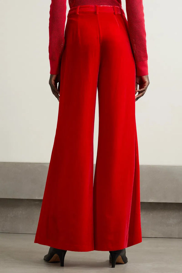 Velvet Wide-Leg Pants