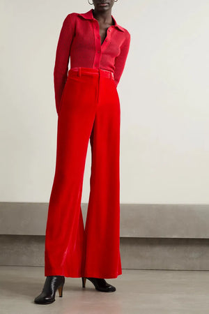 Velvet Wide-Leg Pants