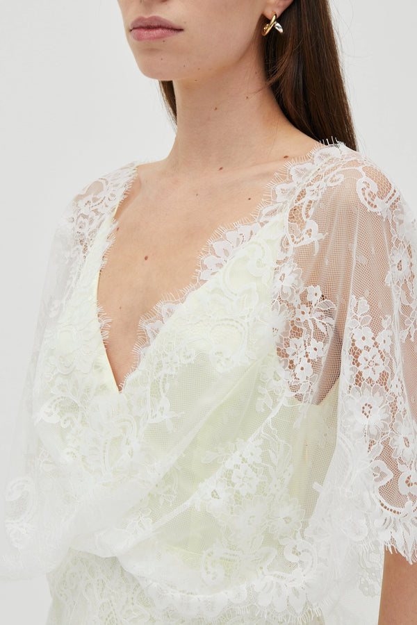 Lemonade Poetry Draped Lace Dress