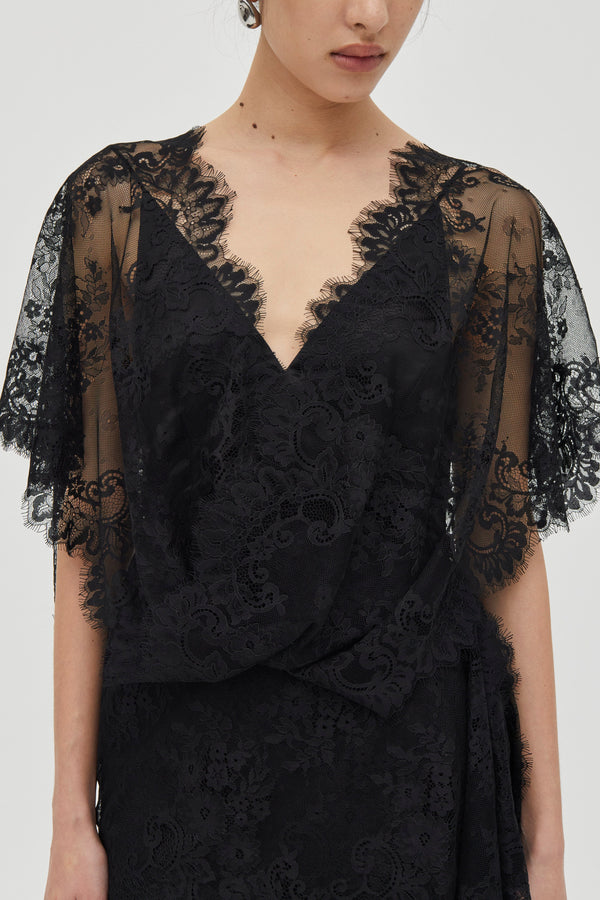 Smoke Poetry Draped Lace Dress