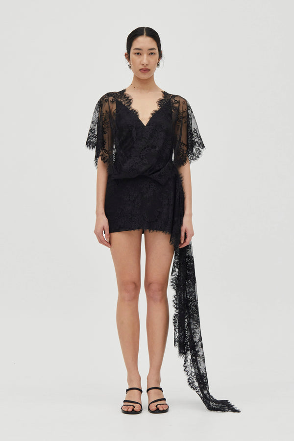 Smoke Poetry Draped Lace Dress