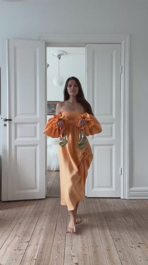 Atlanta Linen Dress with Rose Detail