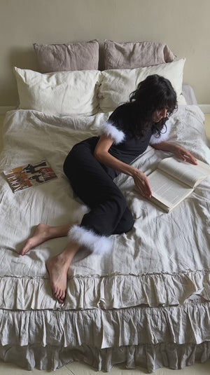 Stretch-Cotton Jersey T-Shirt with Detachable Feathers