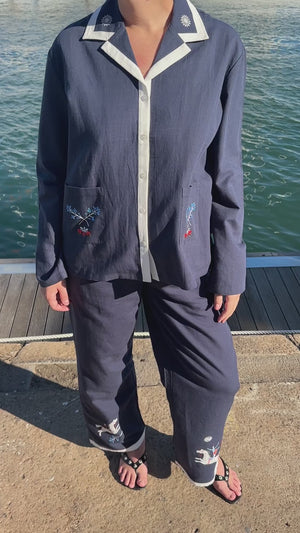 Navy Kotyk Embroidered Shirt