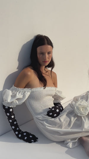 White Belle Cotton Dress with Rose Detail