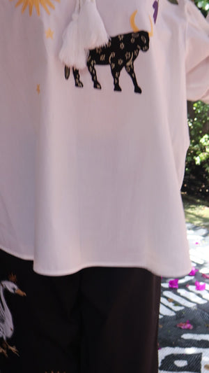 Mystic Appliquéd Cotton Blouse