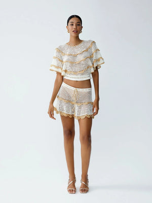 Rima Scalloped Mini Skirt