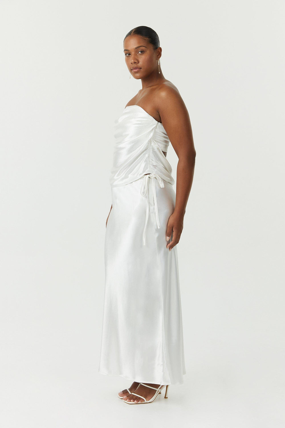 Satin Bias Tie Side Skirt