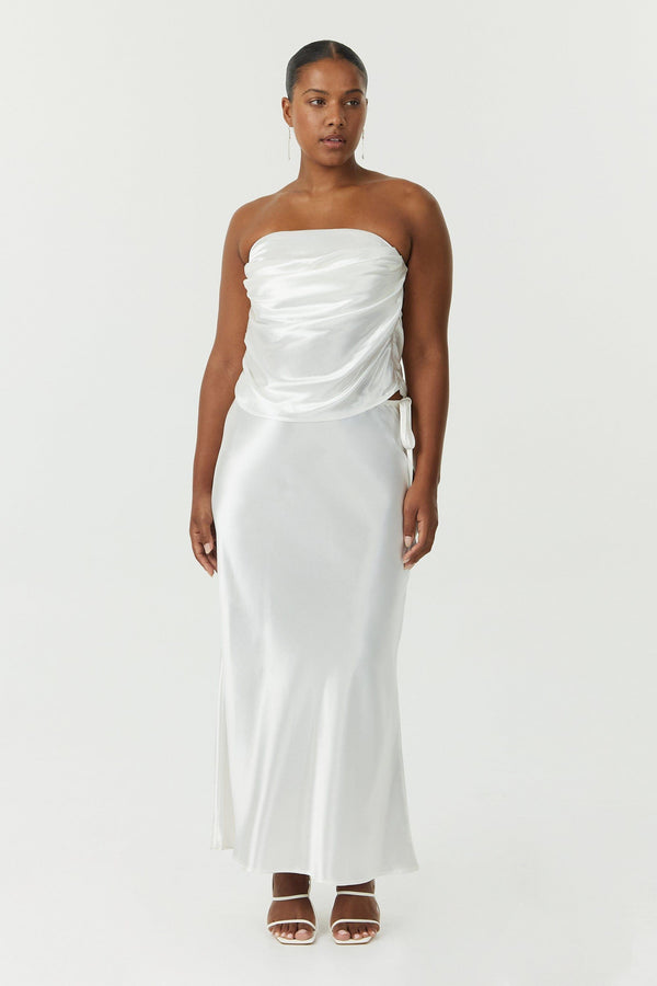 Satin Bias Tie Side Skirt