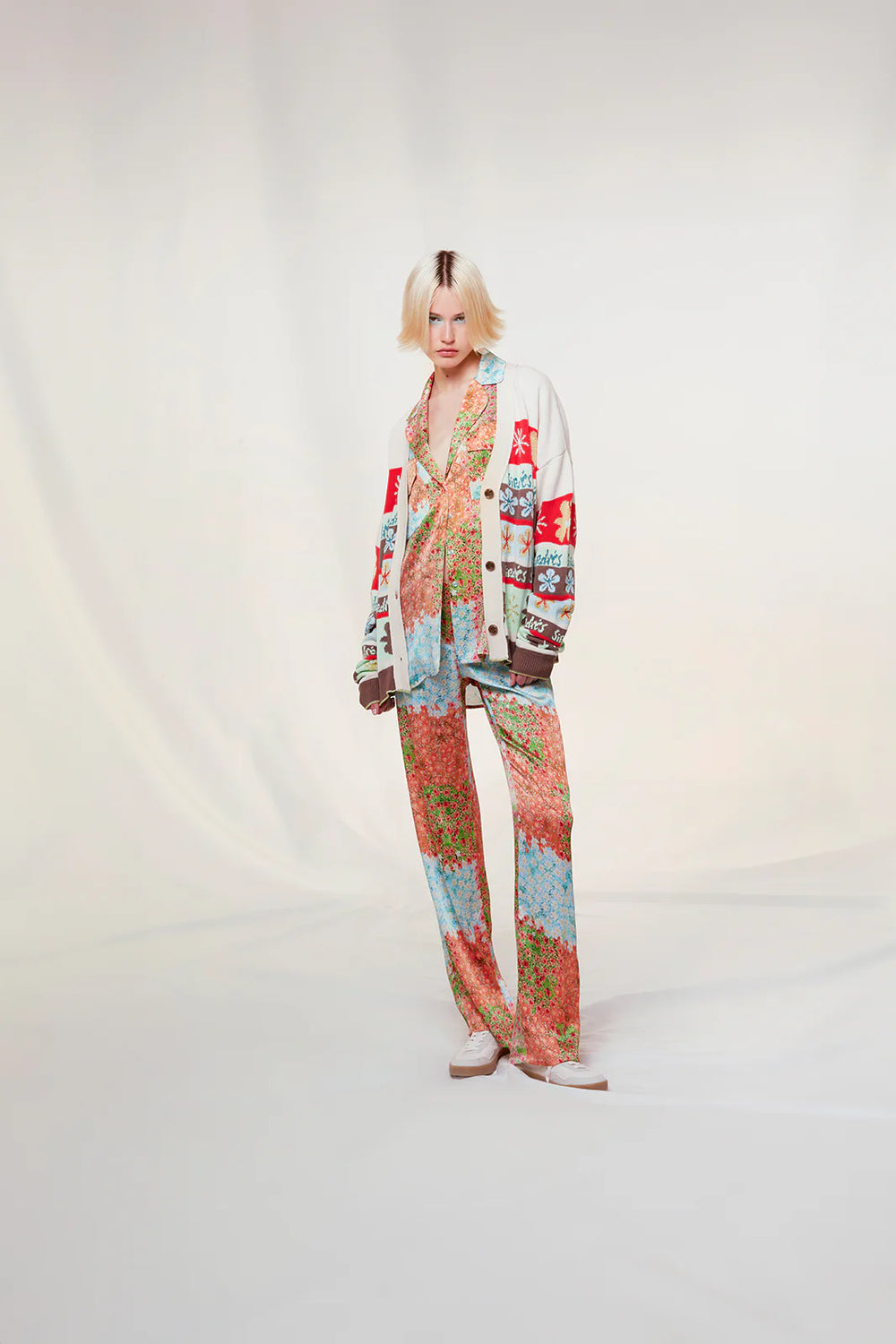 Amber Graphic Intarsia Knit Cardigan