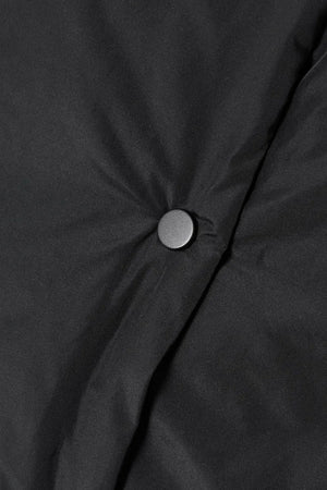 Black Puffer Jacket with Pearl Details