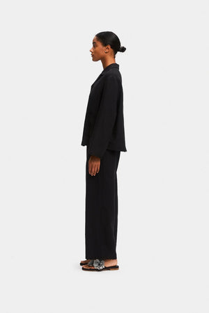 Black Sofia Linen Embroidered Pants