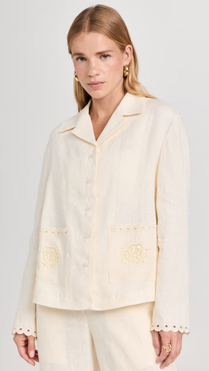 Off-White Sofia Linen Embroidered Shirt