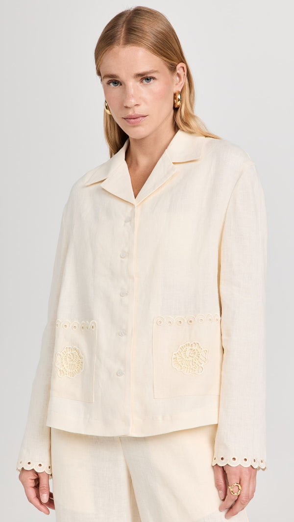 Off-White Sofia Linen Embroidered Shirt