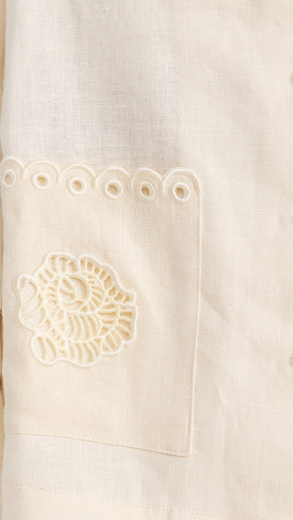 Off-White Sofia Linen Embroidered Shirt