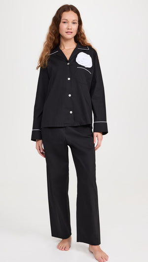 Black Rose Cotton Pajama Set