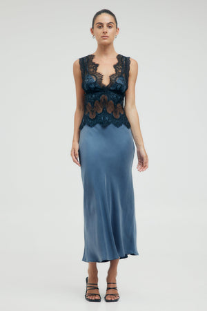 Visions Lace Deep V Maxi Dress