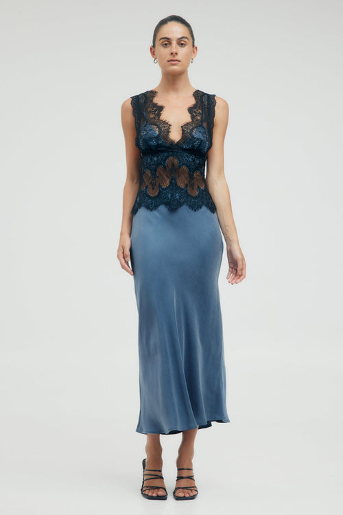 Visions Lace Deep V Maxi Dress