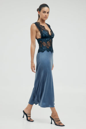 Visions Lace Deep V Maxi Dress