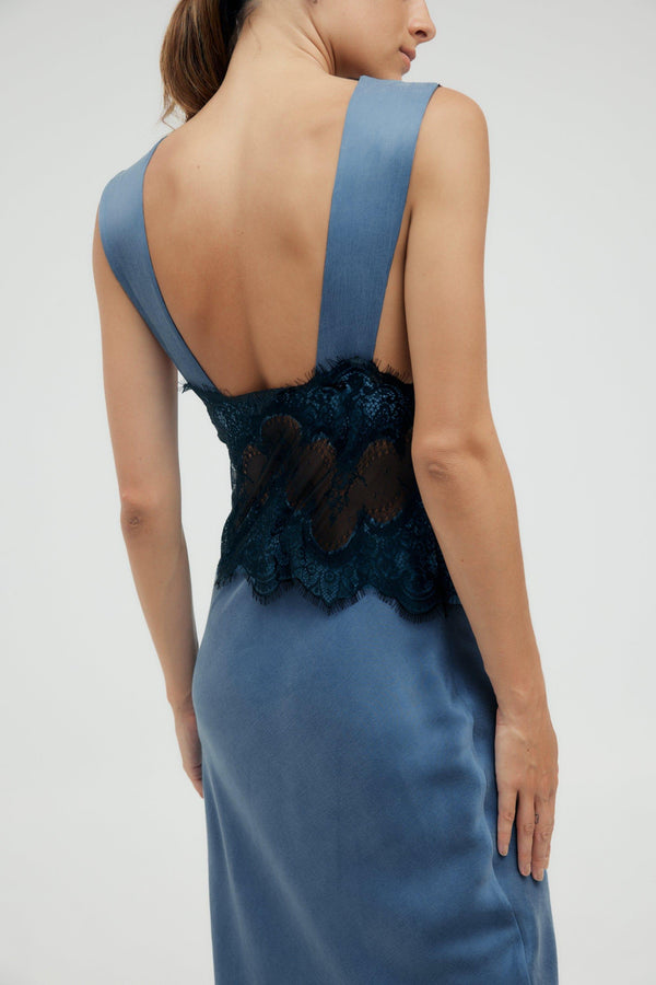 Visions Lace Deep V Maxi Dress