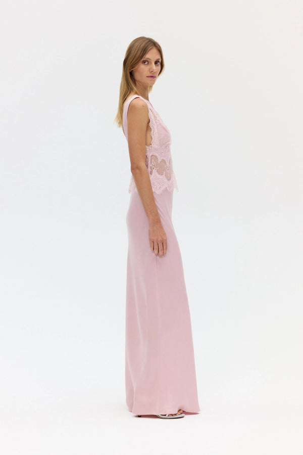 Rosé Visions Lace Floor Length Dress