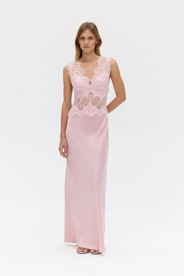 Rosé Visions Lace Floor Length Dress