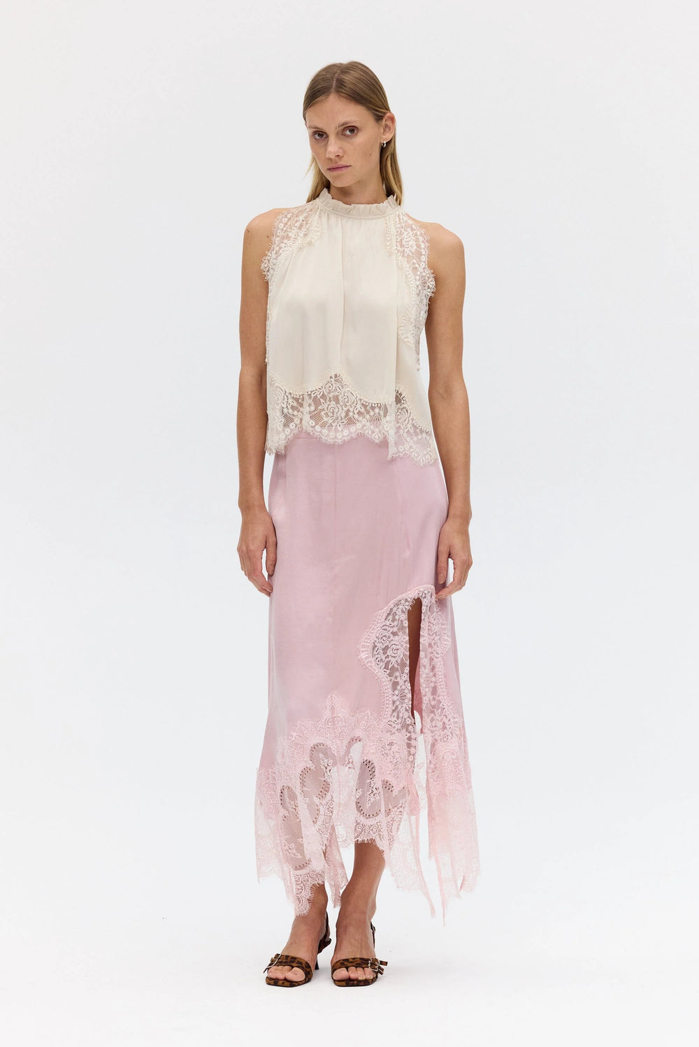 Rosé Visions Lace Hankerchief Skirt