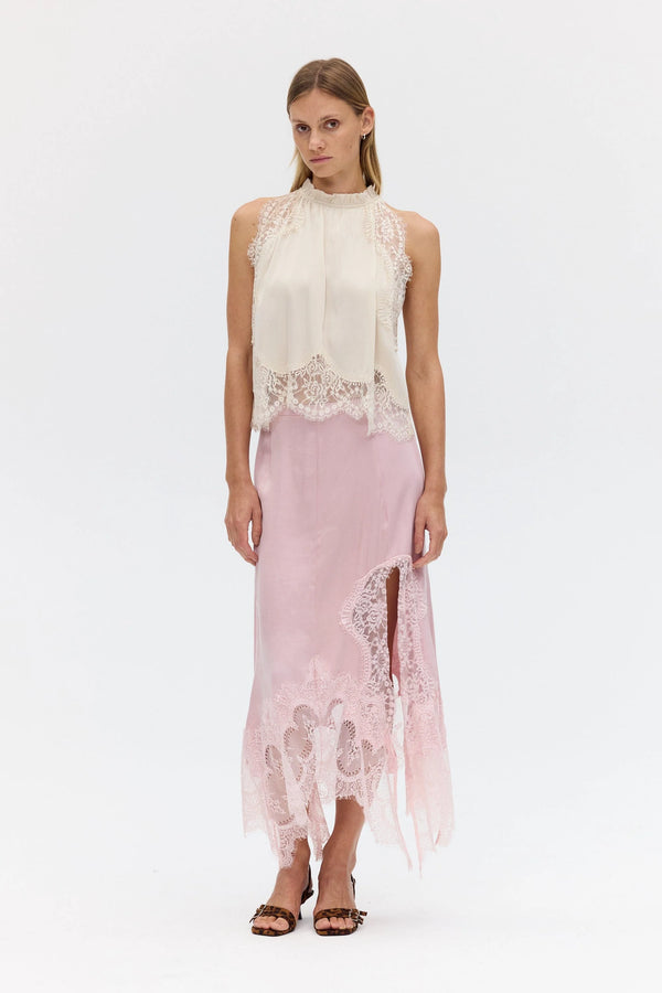 Rosé Visions Lace Hankerchief Skirt