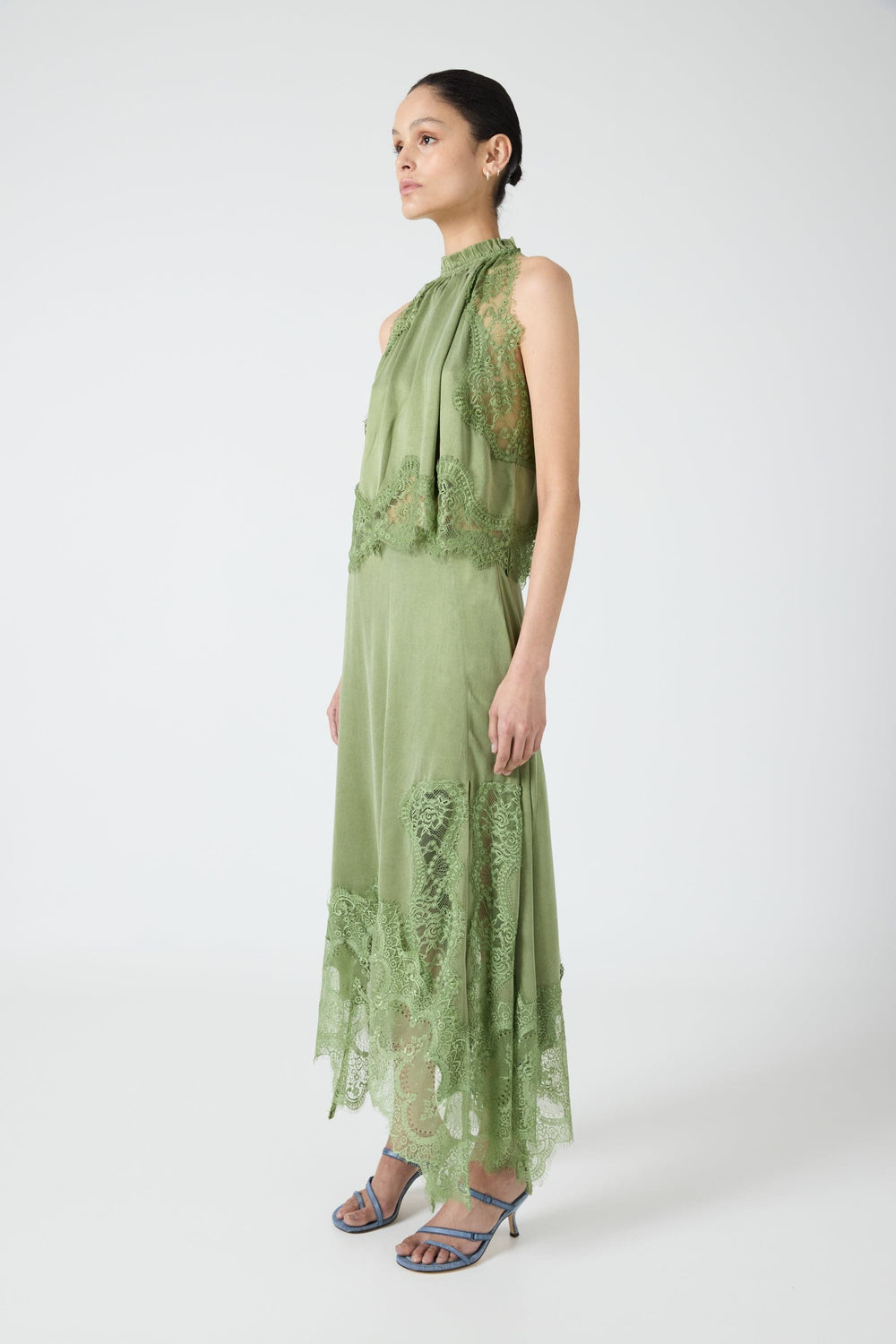 Sage Visions Lace Hankerchief Skirt