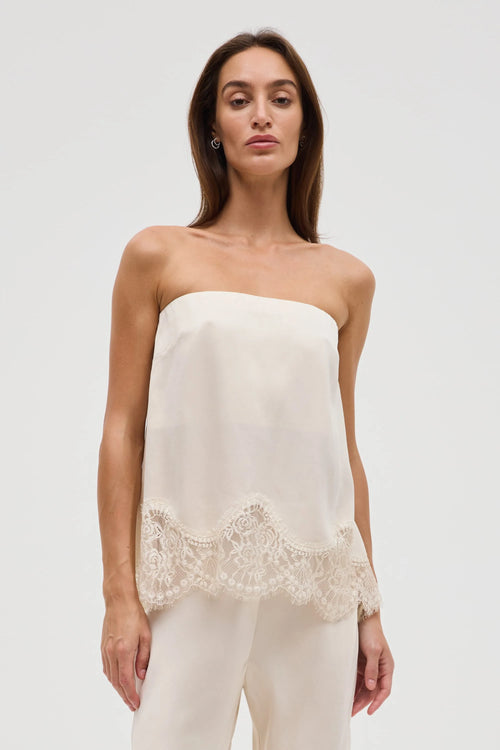 Buttercream Visions Lace Strapless Top