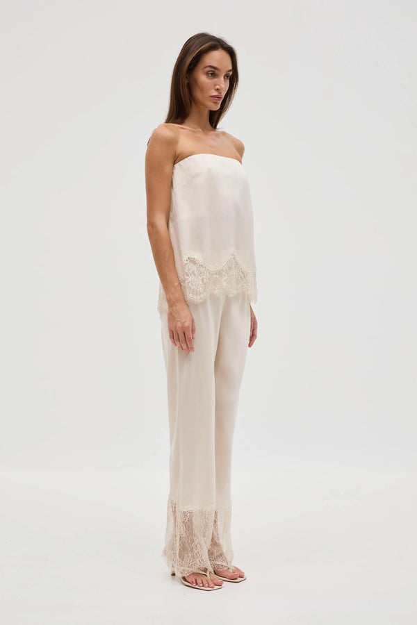 Buttercream Visions Lace Strapless Top