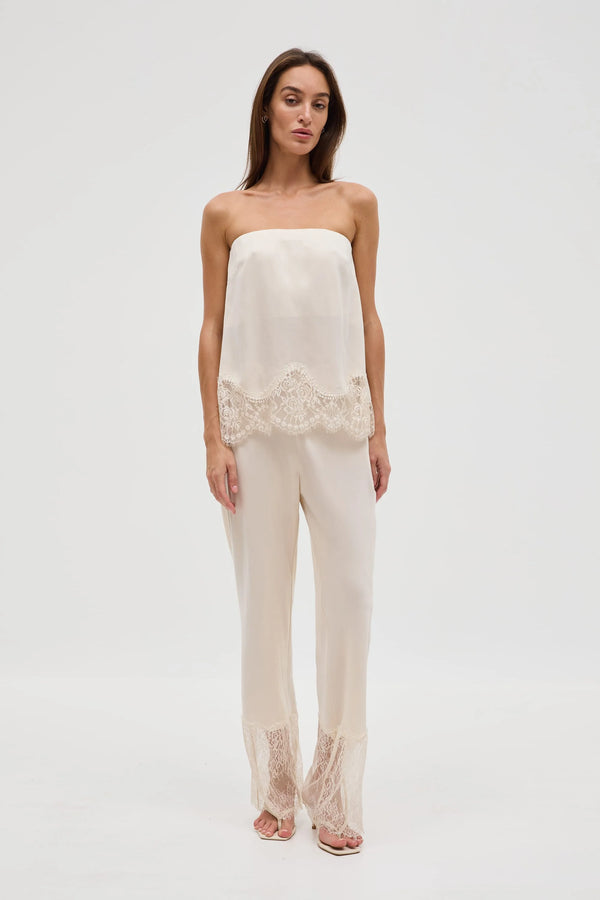 Buttercream Visions Lace Strapless Top