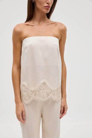 Buttercream Visions Lace Strapless Top