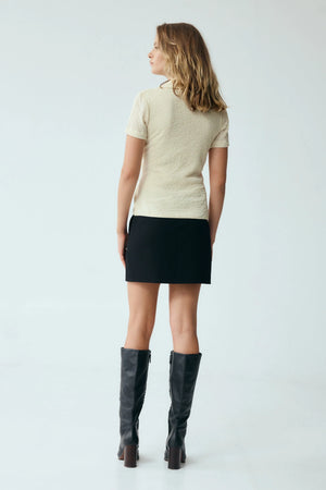 Cream Waffle Twist Shirt