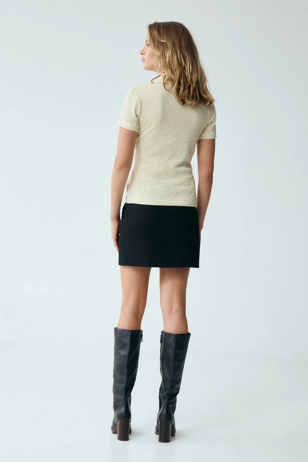 Cream Waffle Twist Shirt